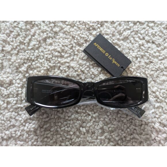 NIB Le Specs x Afends Square Black Sunglasses w/ Gold Floral Accent main image 6